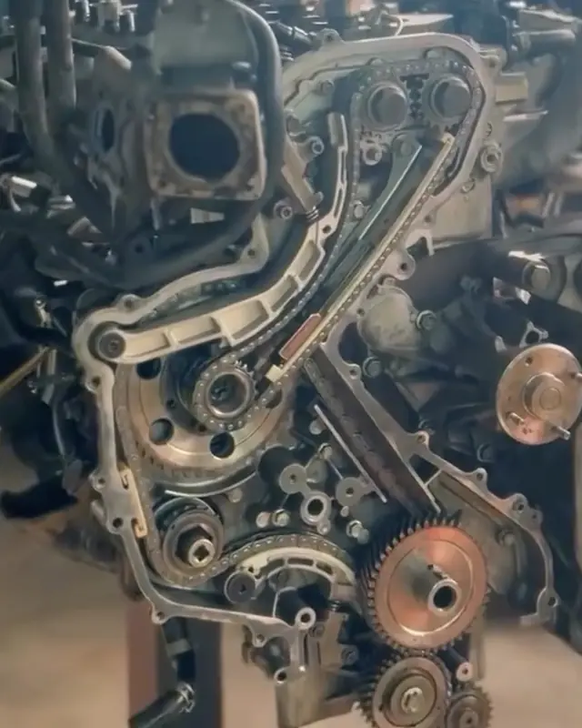 Motor de Nissan Frontier 2.5 aberto na bancada durante a retífica completa na Motores Diniz